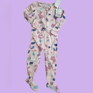 Lamaze Organic Kids One Piece Pajama - Pink and Cream   New!  2T